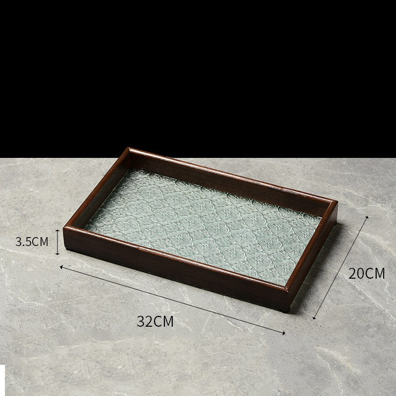 Feblilac Begonia Embossed Glass Tray Storage Tray Tea Cup Tray Fruit Tray - view 7