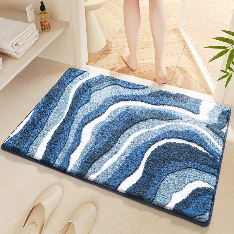 Feblilac Nordic Style Wavy Lines Tufted Bath Mat