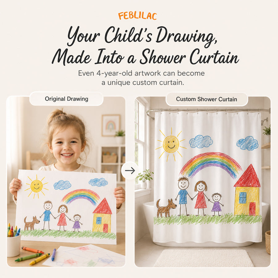 Feblilac Custom Shower Curtain with Your Photo, Text, Logo or Artwork - view 3