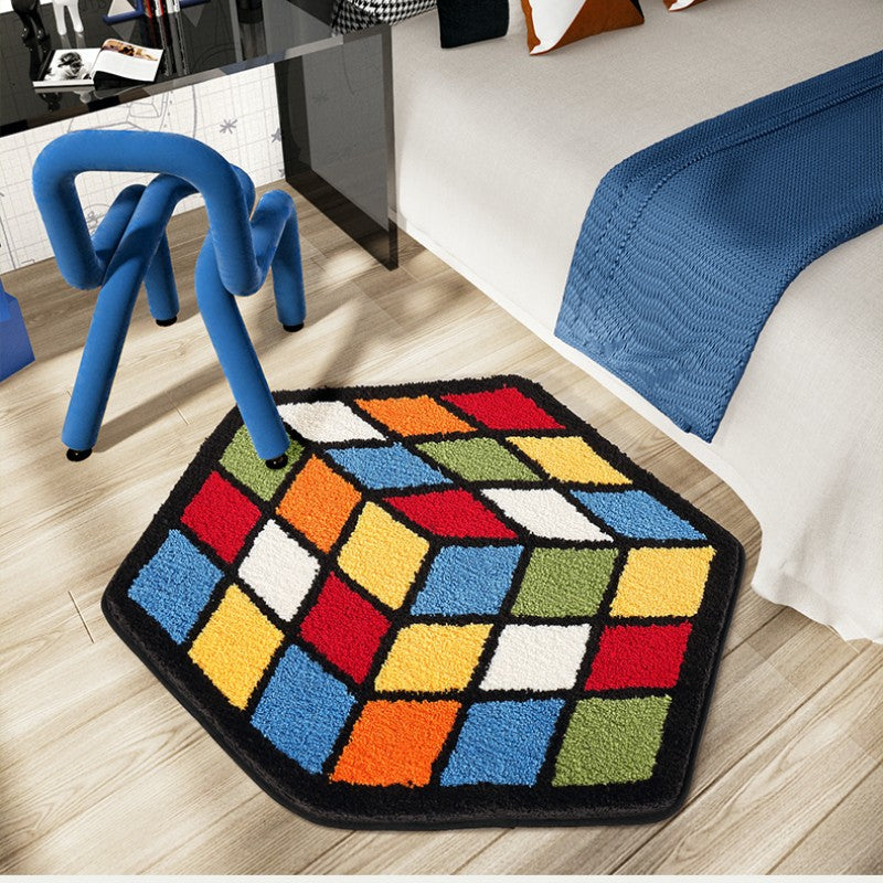 Feblilac Colored Cube Tufted Bath Mat