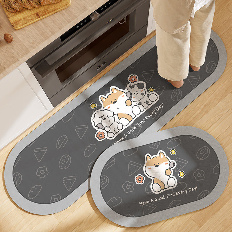 Feblilac Cute Dogs PVC Leather Kitchen Mat