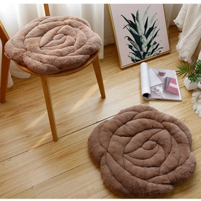 Feblilac Thickened Rose-Shaped Plush Cushion