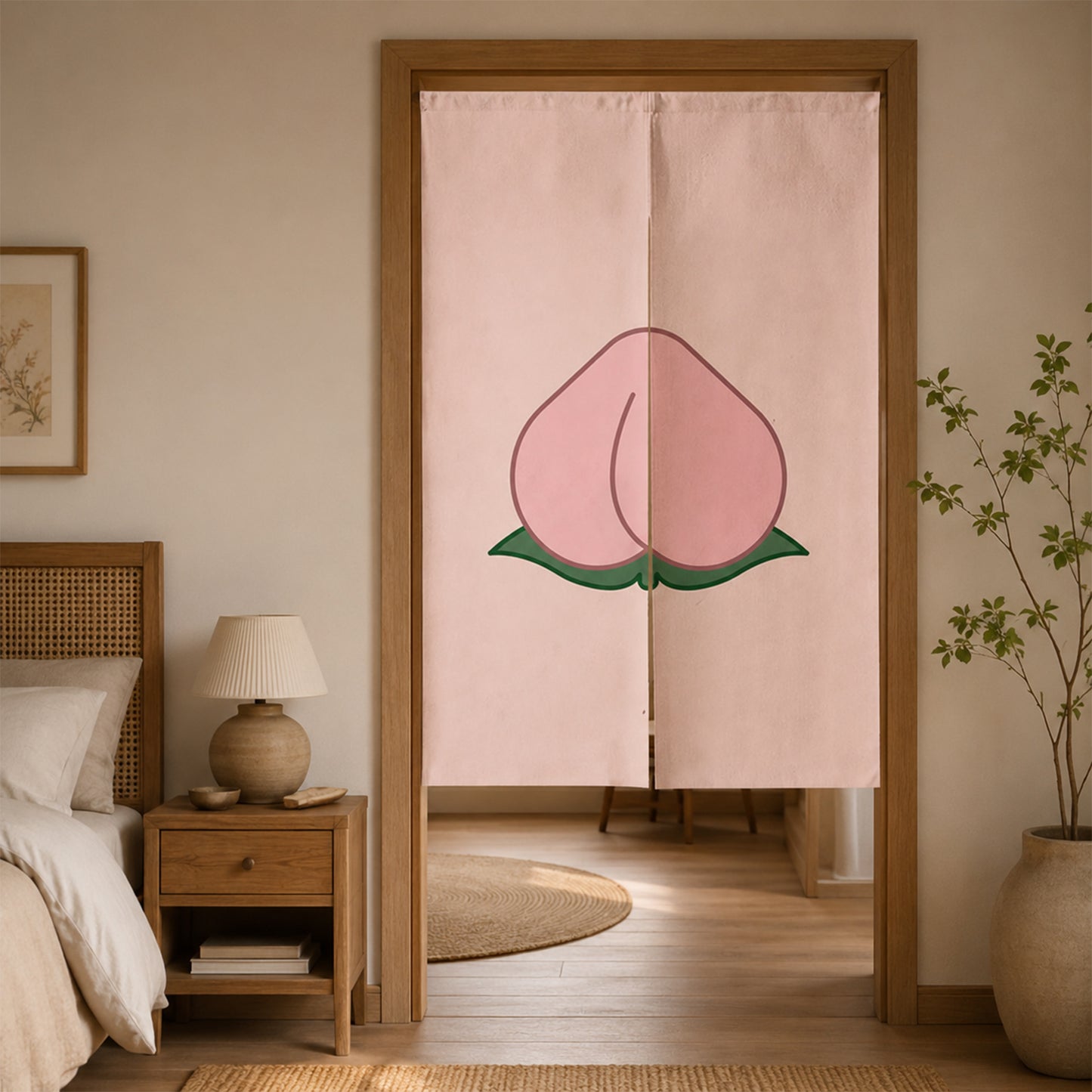 Feblilac Peach Door Curtain | Cute Room Divider Curtain