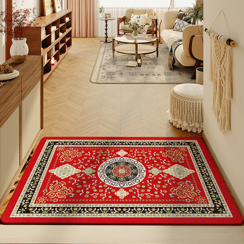 Feblilac Classic Red Flower Feast Polyester Door Mat