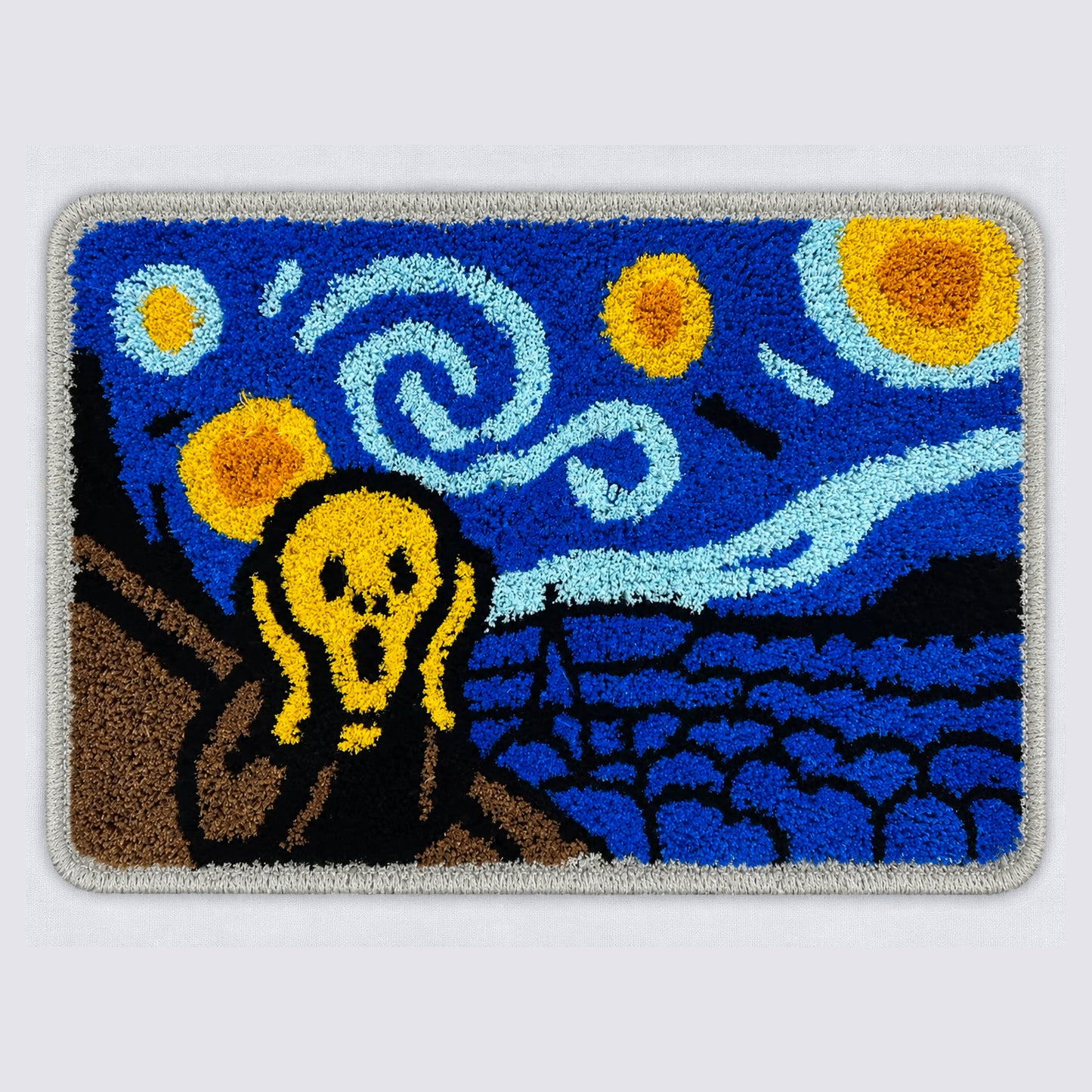Feblilac Expressionist Art Tufted Bath Mat – The Scream x Starry Night Bath Mat – Artistic Tufted Rug