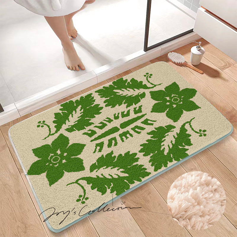 Feblilac Flowers and Plants Baroque Tufted Bath Mat