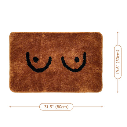 Feblilac Brown Double Skin Milk Boobs Tufted Bath Mat