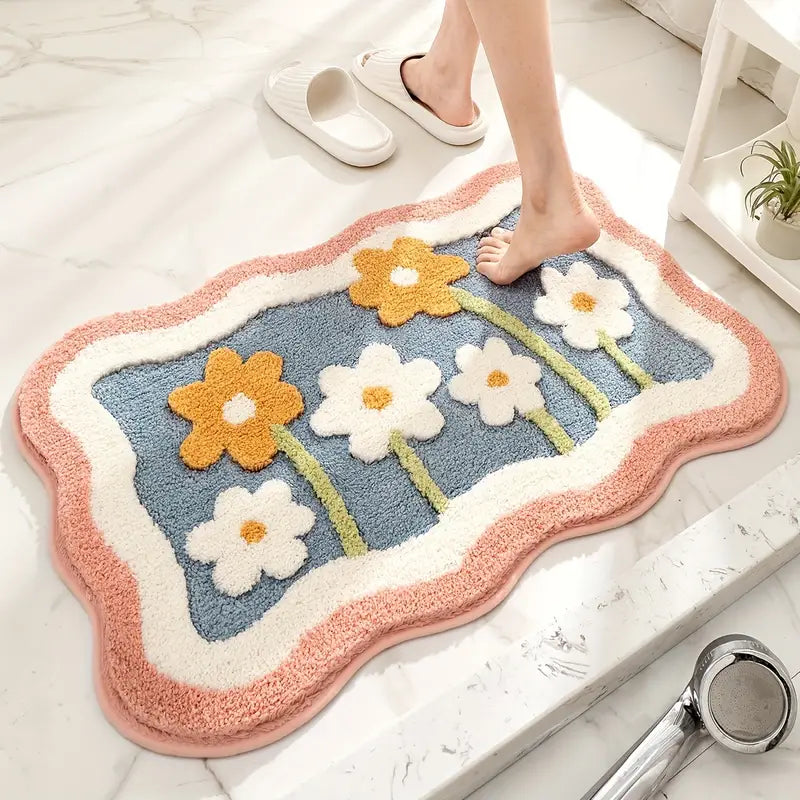 Feblilac Cute Flower Bath Mat Home Decor