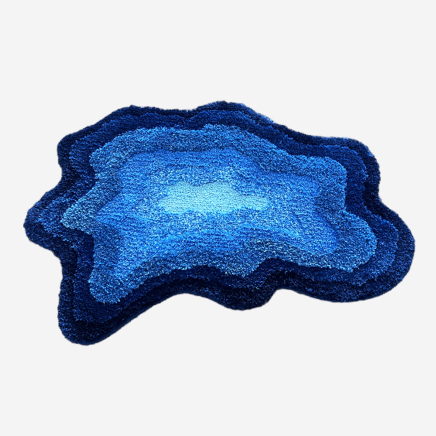 Feblilac Blue Abstract Lake Tufted Bath Mat