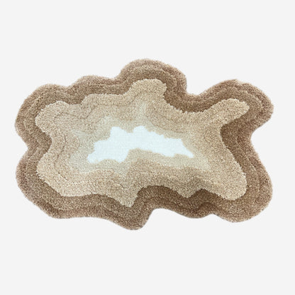 Feblilac Brown Abstract Lake Tufted Bath Mat