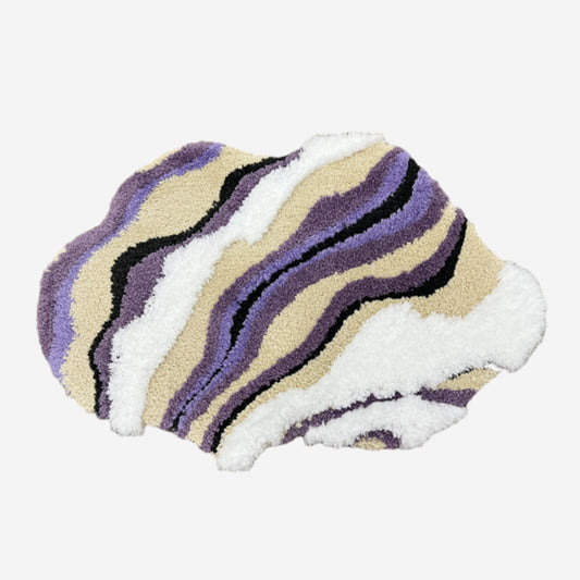 Feblilac Abstract Purple and White Cloud Tufted Bath Mat