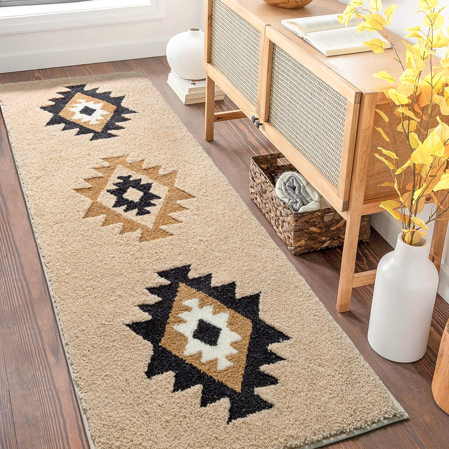 Feblilac Boho Black Tufted Bath Mat