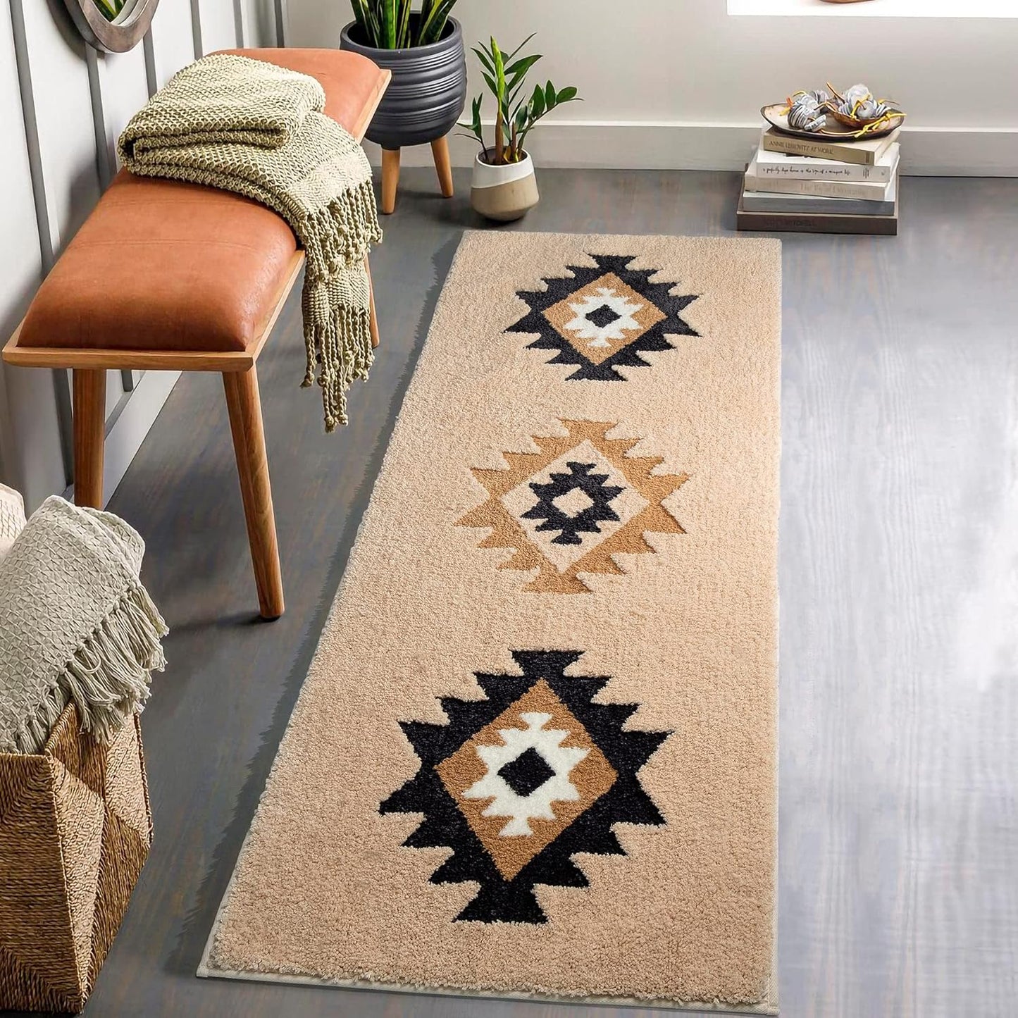 Feblilac Boho Black Tufted Bath Mat