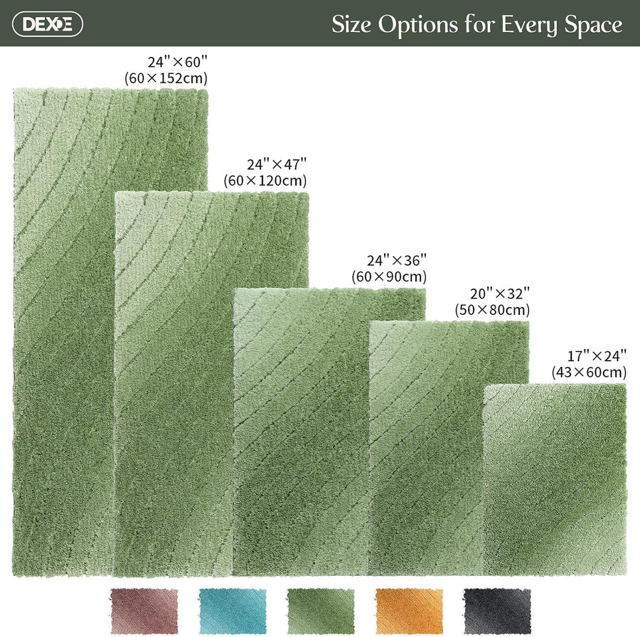Feblilac Solid Tufted Bath Mat, Curved Line Art Bathroom Rug - view 2