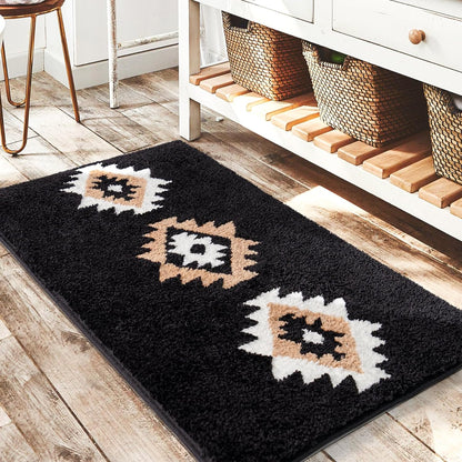 Feblilac Boho Black Tufted Bath Mat