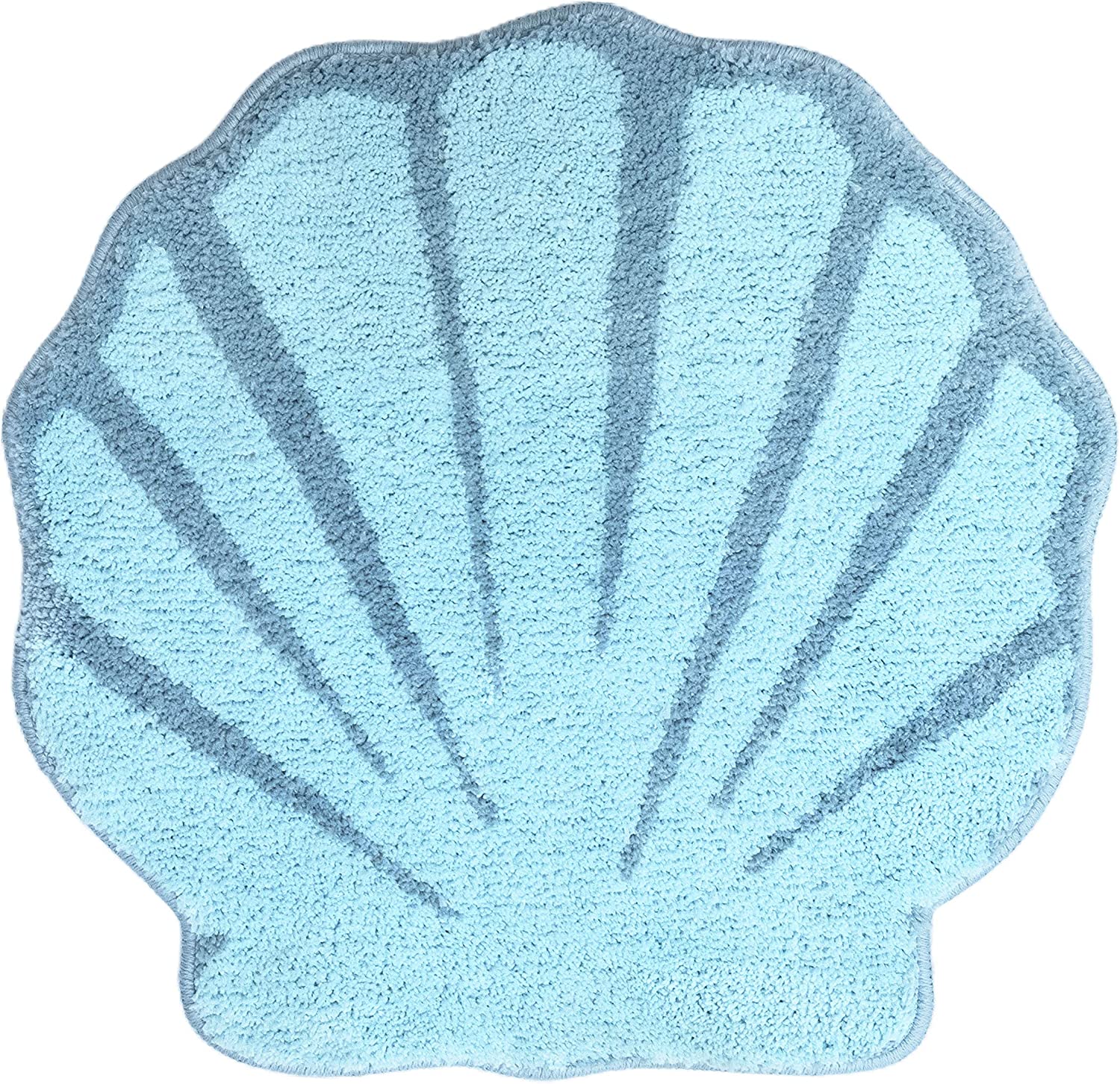 Blue Shell Bath Mat, Beach Ocean Style Rug for Bathroom