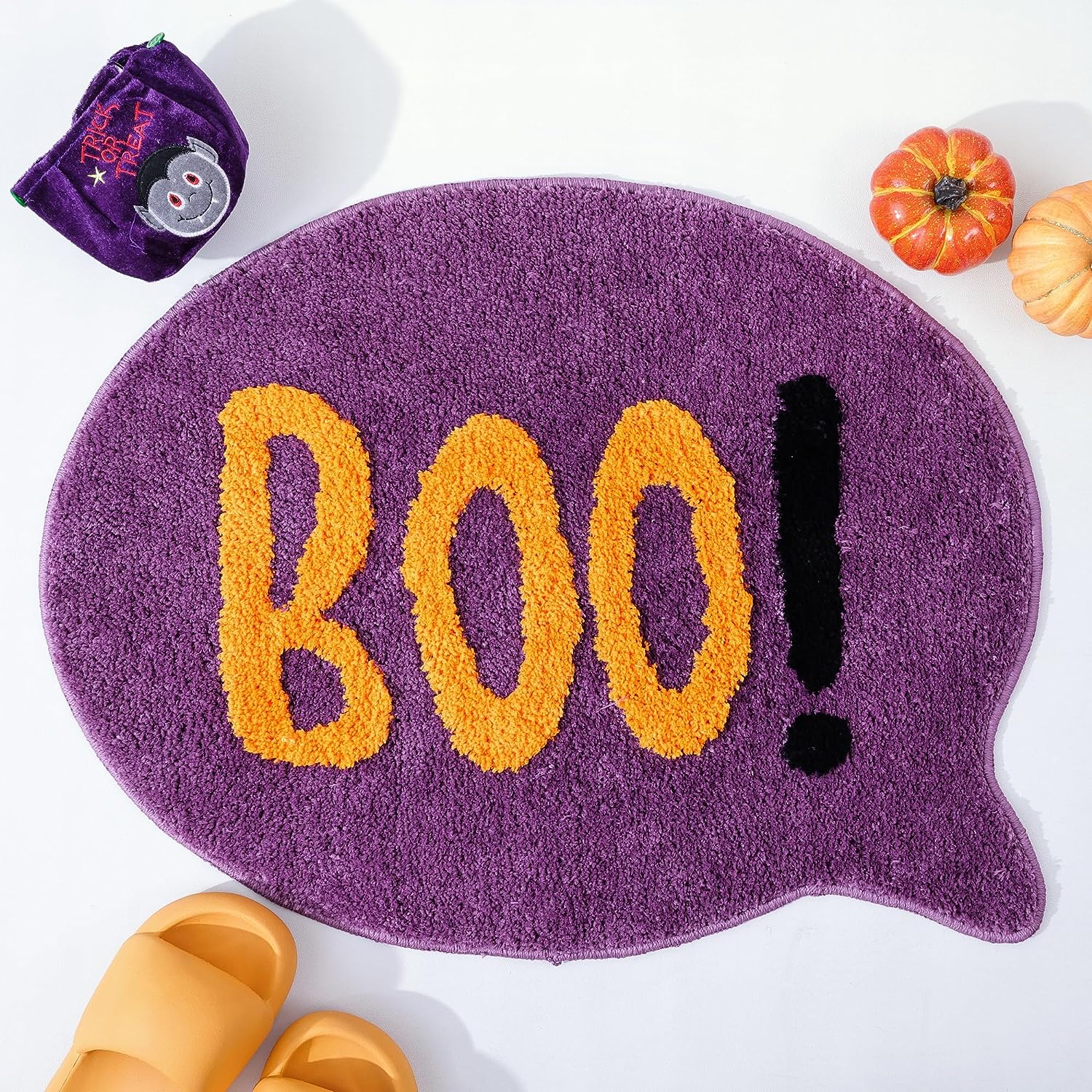 Feblilac Halloween Ghost Bath Mat for Bathroom, Cute White Ghost Bathroom Rug - view 9