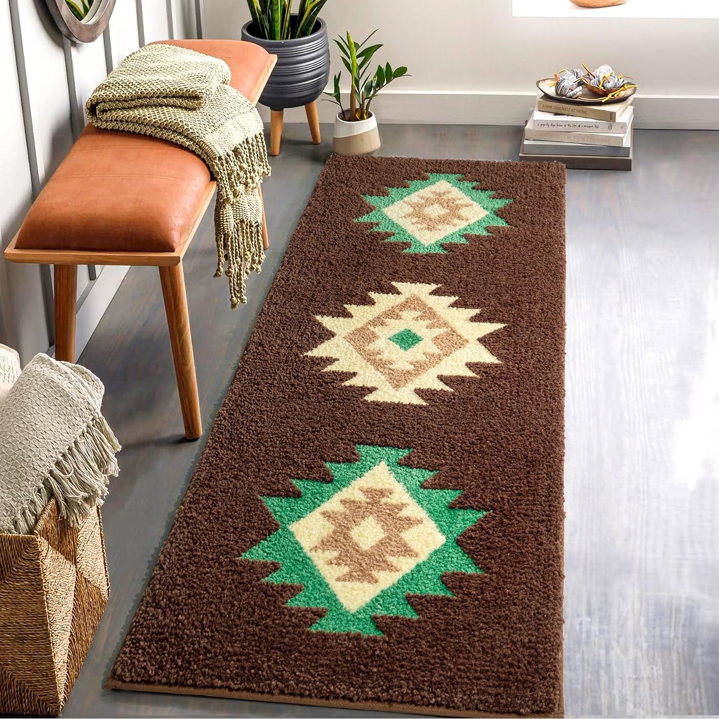 Feblilac Boho Black Tufted Bath Mat