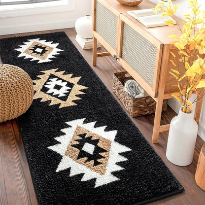 Feblilac Boho Black Tufted Bath Mat