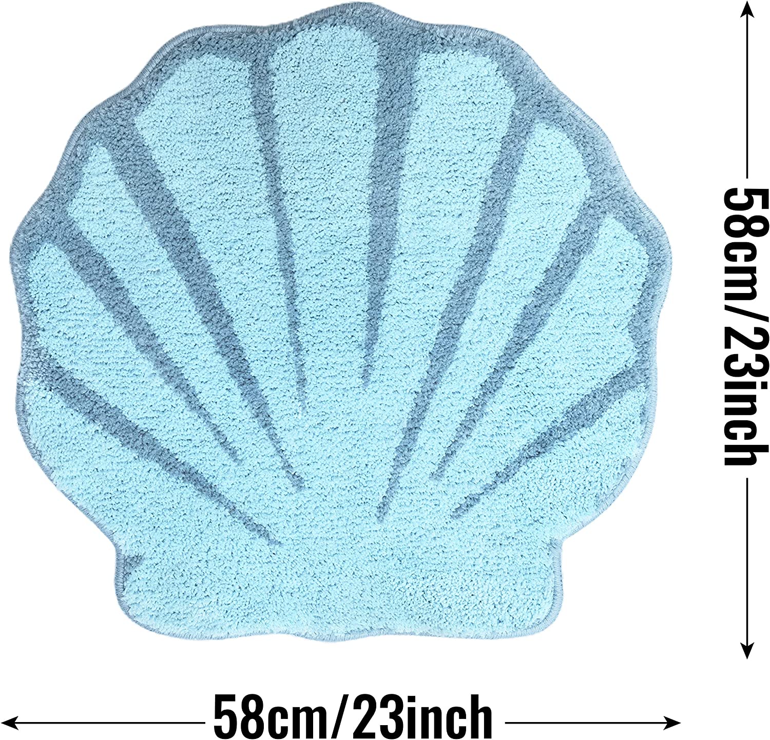 Blue Shell Bath Mat, Beach Ocean Style Rug for Bathroom