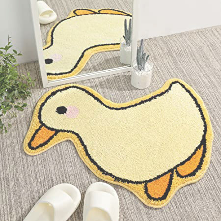 Feblilac Cute Yellow Duck Tufted Bath Mat