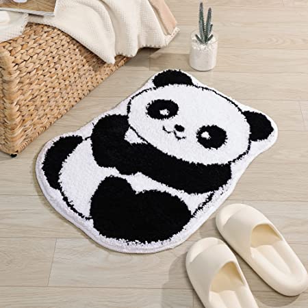 Feblilac Cute Panda Tufted Bath Mat