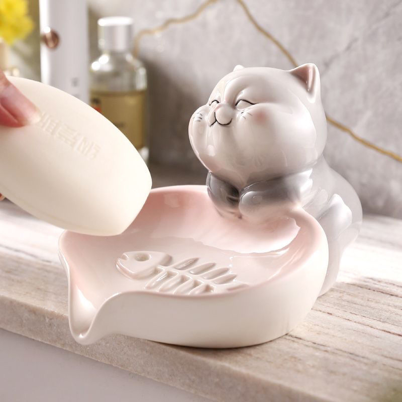 Feblilac Cat Soap Box for Bathroom - view 2
