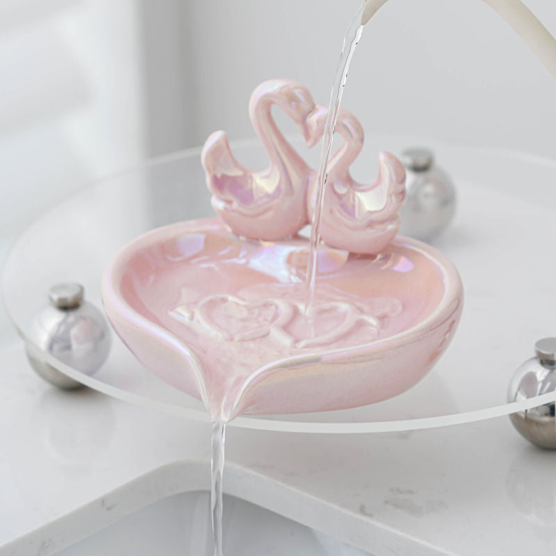 Feblilac Creative Love Swan Ceramic Soap Box