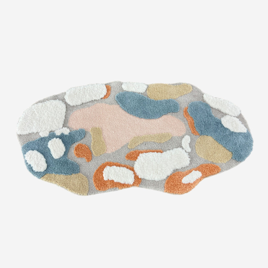 Feblilac Blue White and Pink Moss Runner Tufted Bath Mat