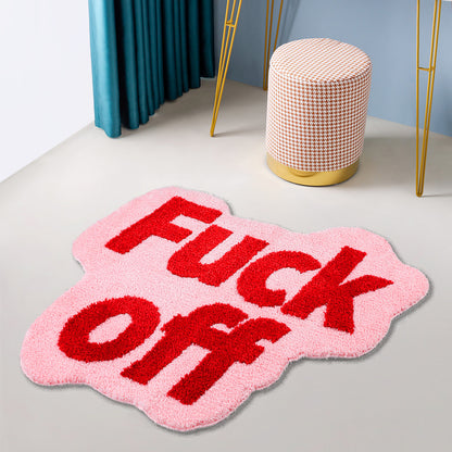 Pink FUCK OFF Mat for Bedroom Living Room Bedroom, Lovely Area Rug