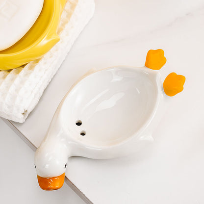 Feblilac Creative Cute Duck Soap Box for Bathroom