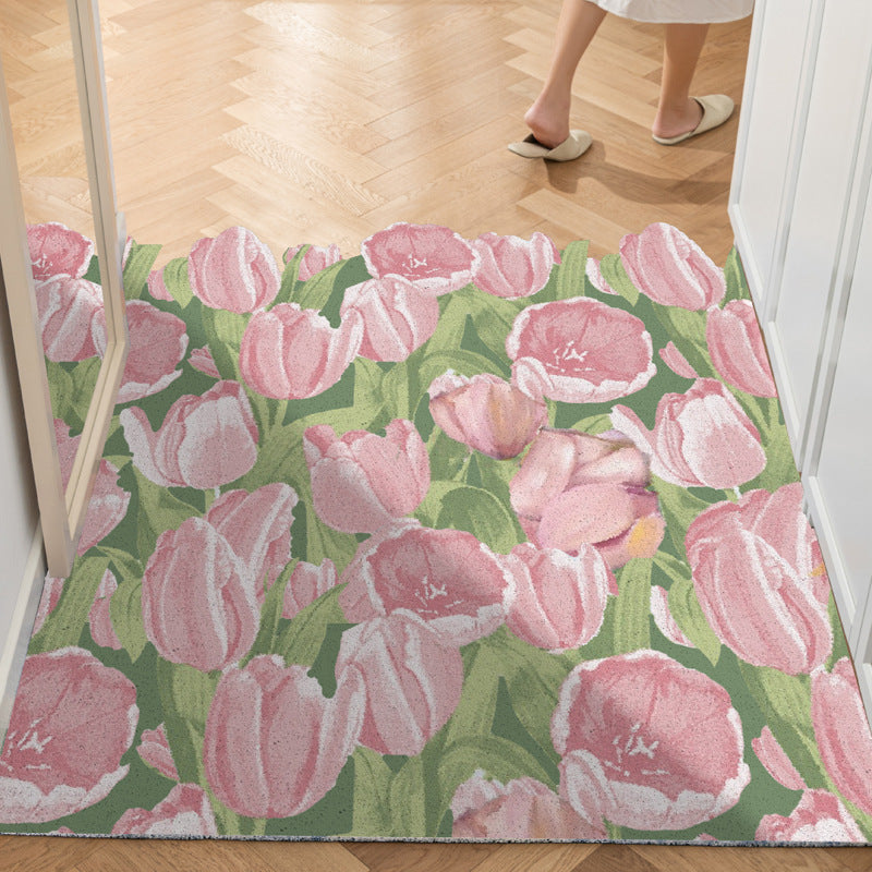 Feblilac Pink Tulips PVC Coil Door Mat