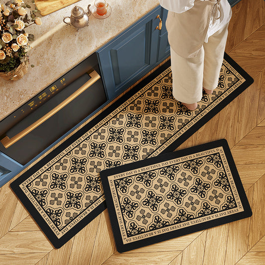 Feblilac Geometric Snowflake PVC Leather Kitchen Mat