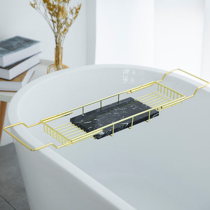 Feblilac Bathroom Telescopic Shelf Tray Bathtub Storage Tray