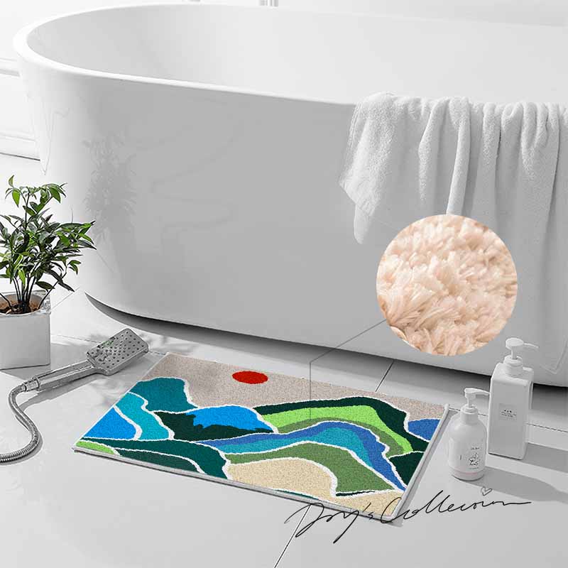 Feblilac Green Mountains and Rivers Tufted Bath Mat