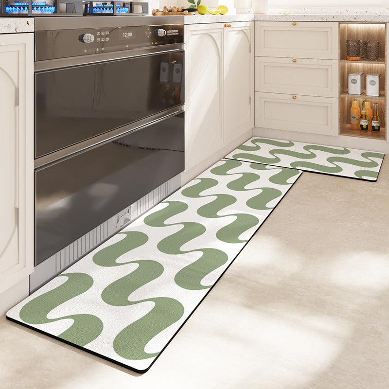 Feblilac Green Field Pastoral PVC Leather Kitchen Mat