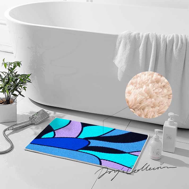 Feblilac Colorful Abstract Sea Geometric Tufted Bath Mat