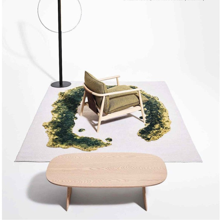 Feblilac Abstract Straits and Green Cliffs Handmade Tufted Acrylic Livingroom Carpet Area Rug