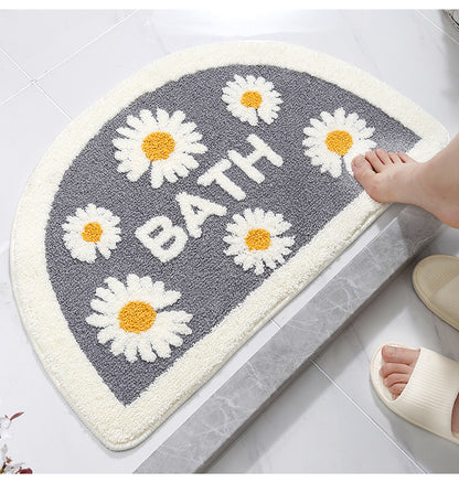 Feblilac Semicircle Daisy Tufted Bath Mat