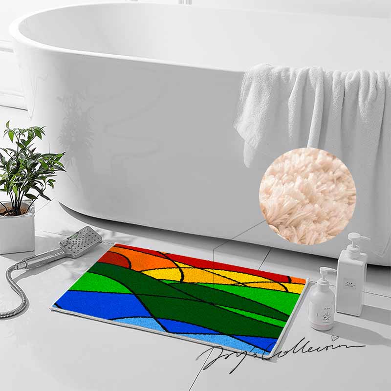Feblilac Colorful Abstract Mountain Geometric Tufted Bath Mat