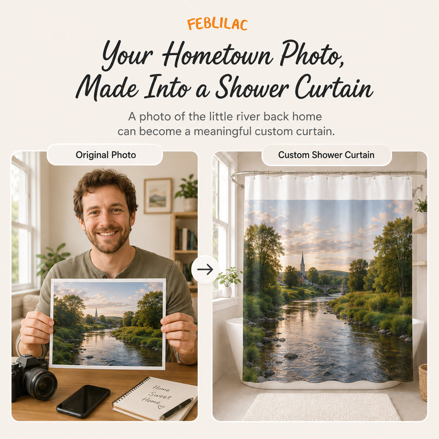 Feblilac Custom Shower Curtain with Your Photo, Text, Logo or Artwork - view 4