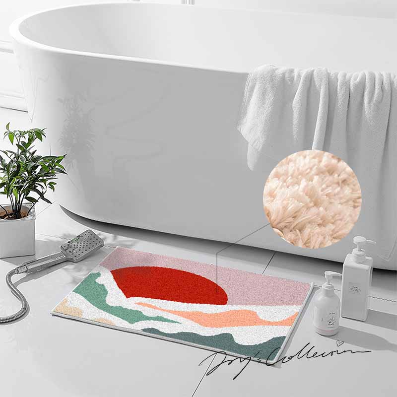 Feblilac Snow Mountain and Red Sun Tufted Bath Mat