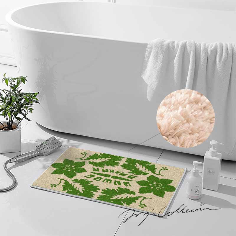 Feblilac Flowers and Plants Baroque Tufted Bath Mat