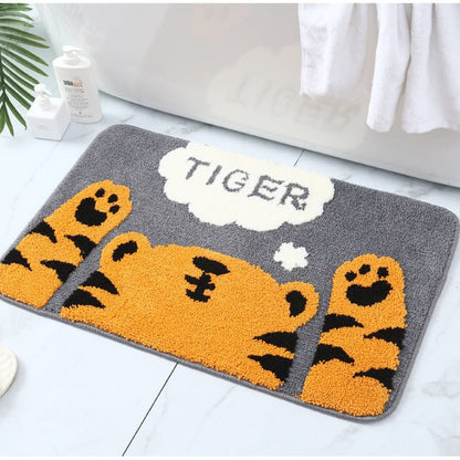 Feblilac Cute Animals Tiger Tufted Bath Mat