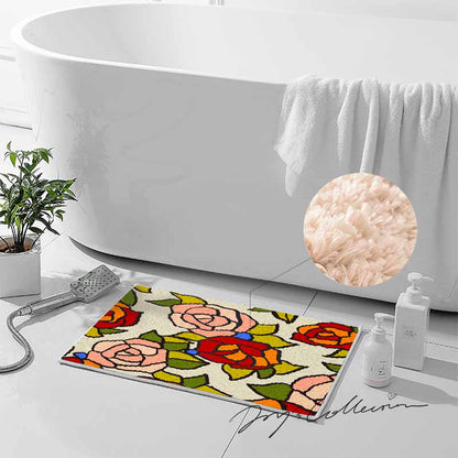 Feblilac Beautiful Rose Garden Tufted Bath Mat