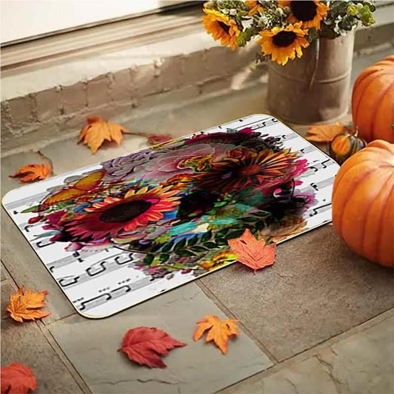 Feblilac  Halloween Sunflower Ghost Grimace Thriller PVC Coil Door Mat