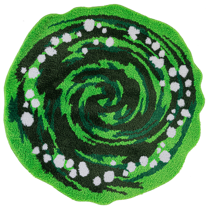 Feblilac Green Swirl Tufted Bath Mat