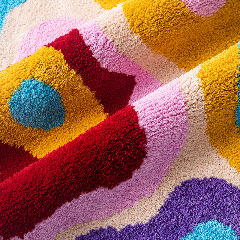Feblilac Colorful Abstract Dizzy Area Rug, Round Wave Style Mat for Bedroom Bathroom - view 4