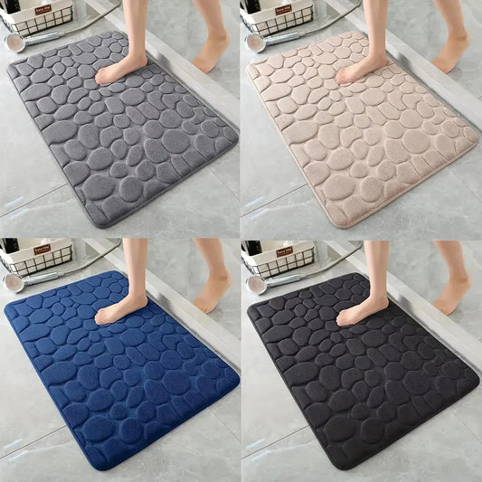 Feblilac Luxurious Memory Foam Cobblestone Bath Mat