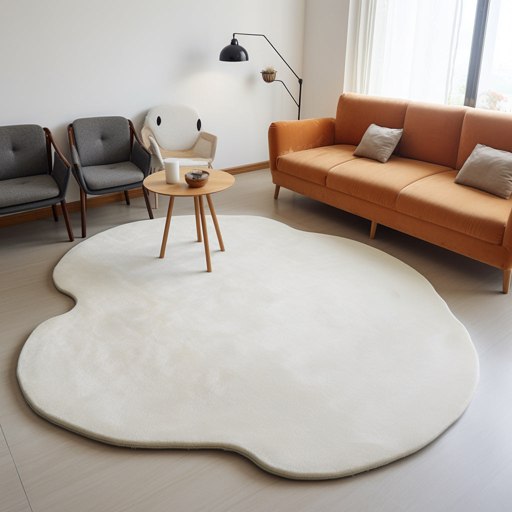 Feblilac White Solid Color Playful Cloud Handmade Tufted Acrylic Livingroom Carpet Area Rug